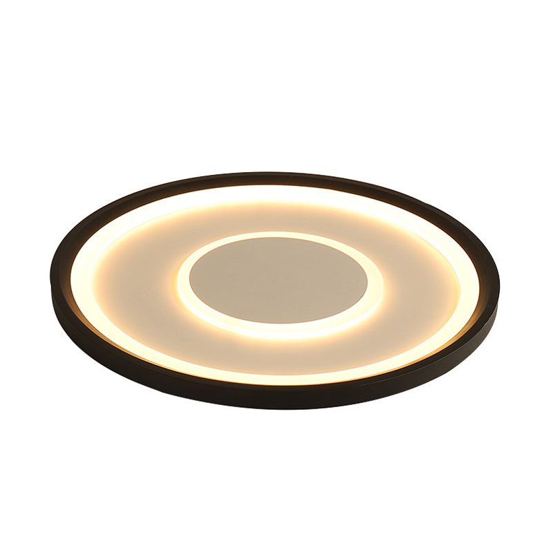 Nordic Acrylic Led Flush Ceiling Light In Black - 16’/19.5’ Width