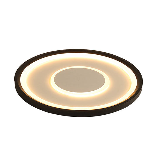 Nordic Acrylic Led Flush Ceiling Light In Black - 16’/19.5’ Width