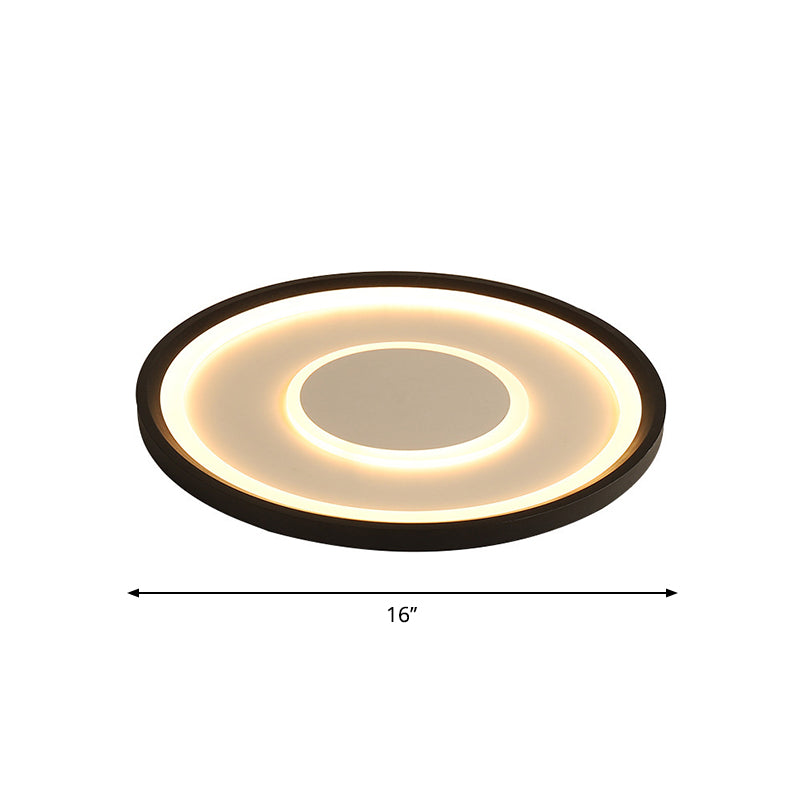 Nordic Acrylic Led Flush Ceiling Light In Black - 16’/19.5’ Width