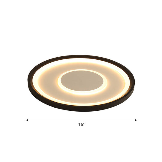 Nordic Acrylic Led Flush Ceiling Light In Black - 16/19.5 Width