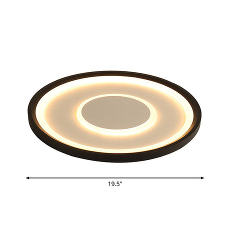 Nordic Acrylic Led Flush Ceiling Light In Black - 16/19.5 Width