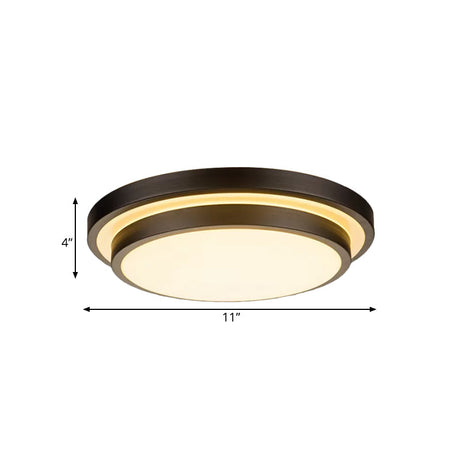 Vintage Dual-Layered Iron Led Ceiling Light In Black For Living Room - 11/16/19.5 W