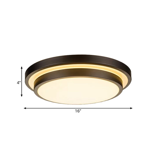 Vintage Dual-Layered Iron Led Ceiling Light In Black For Living Room - 11/16/19.5 W