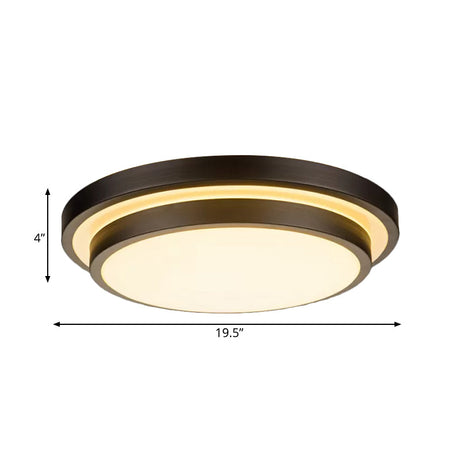Vintage Dual-Layered Iron Led Ceiling Light In Black For Living Room - 11/16/19.5 W