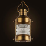 Lantern Cafe Hanging Light Kit - Industrial Iron Pendant With Clear Glass Shade In Gold 1 Bulb