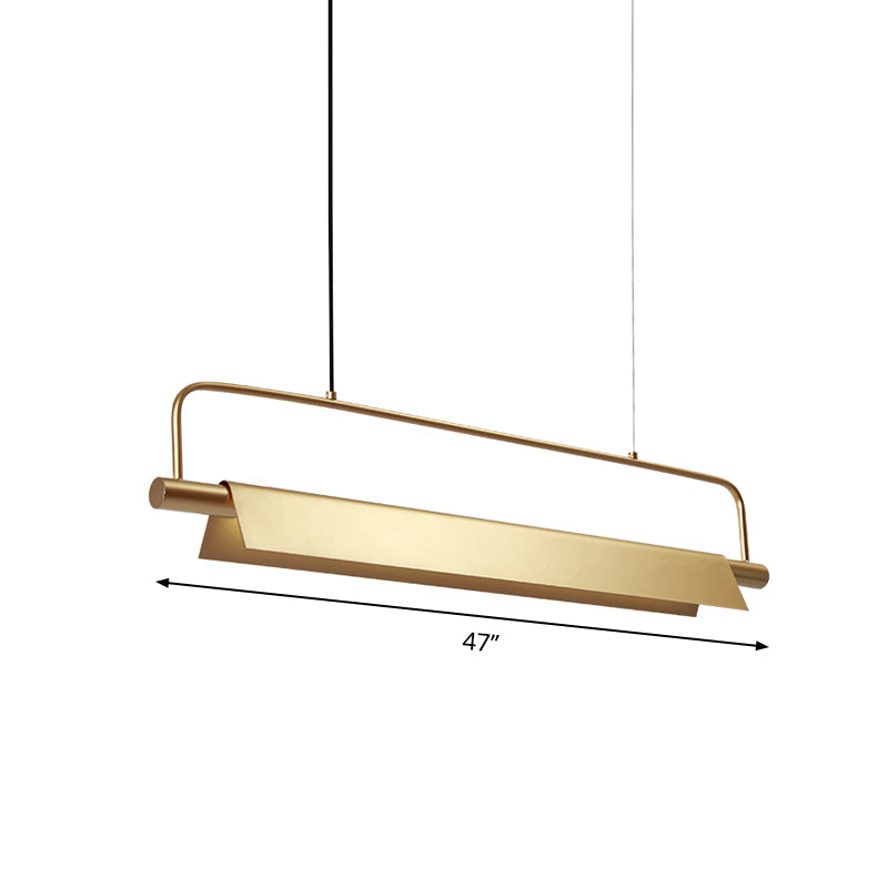 Gold Led Island Light Fixture - Metallic Colonial Rectangle Design For Restaurants