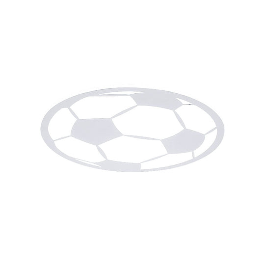 Kid’s Led Football Flush Light: Black/White Acrylic Mount For Boys Bedroom