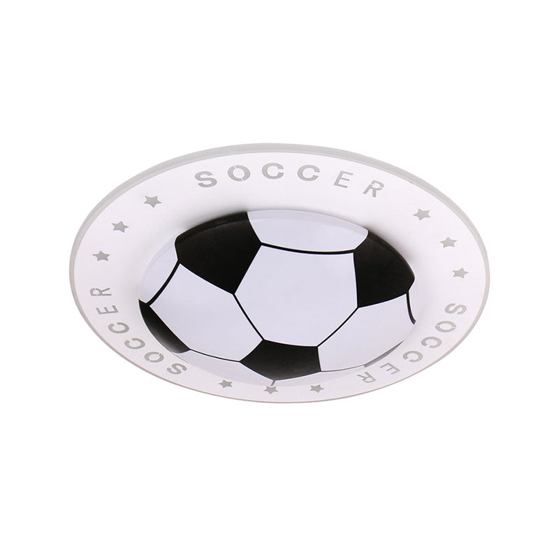 Kids Led Flush Mount Spotlight: 16.5’/20.5’ Black/Blue Football Ceiling Lamp With Acrylic Shade
