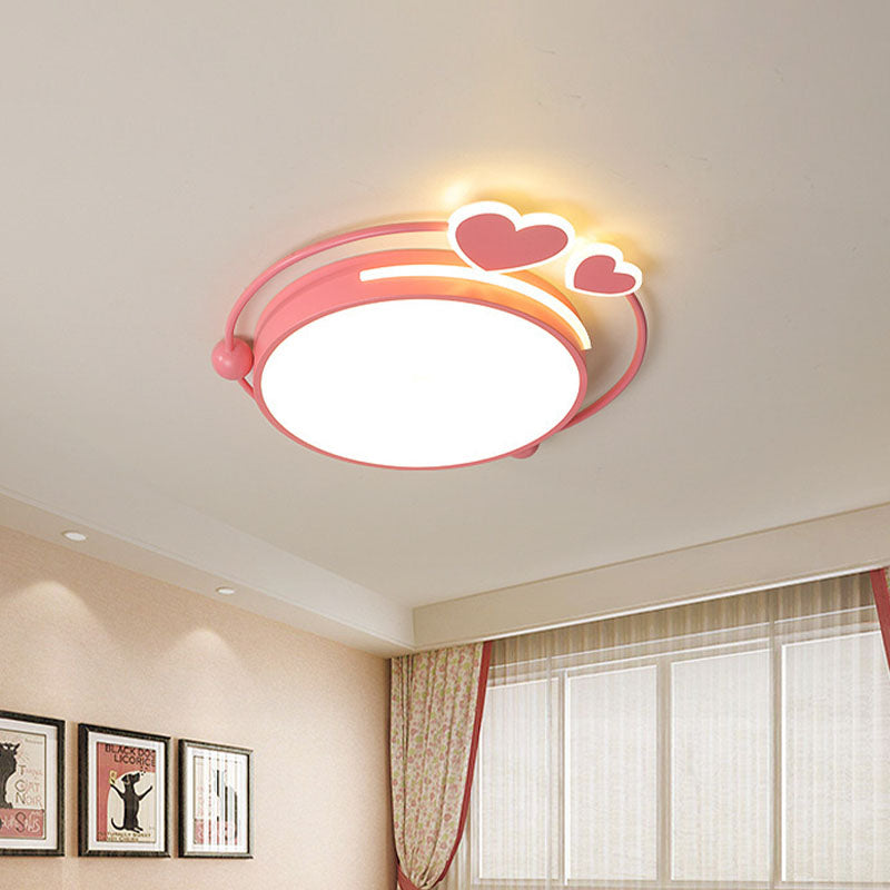 Macaroon Pink Heart Led Flush Mount Lamp - 16/19.5 Width