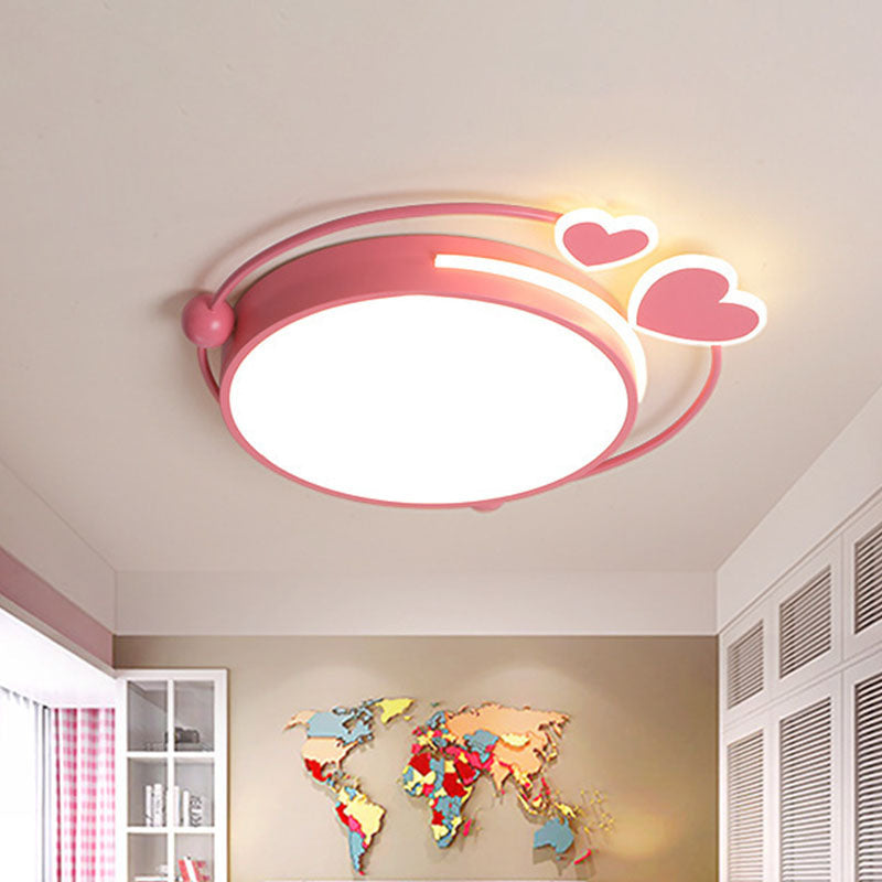 Macaroon Pink Heart Led Flush Mount Lamp - 16’/19.5’ Width / 16’