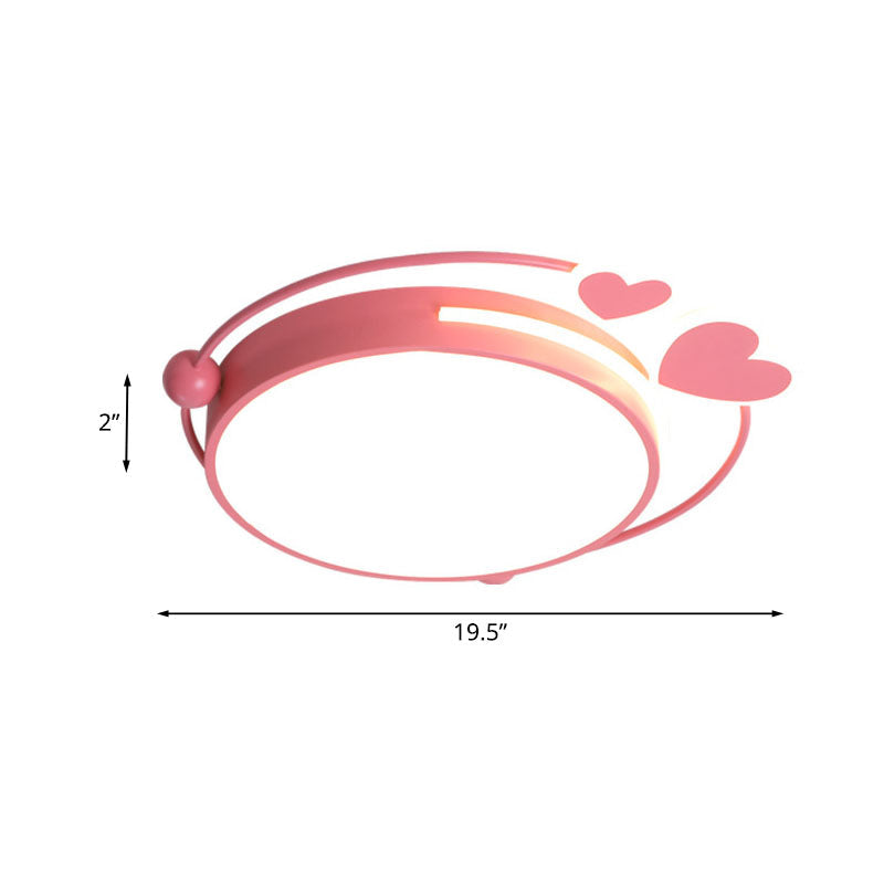 Macaroon Pink Heart Led Flush Mount Lamp - 16’/19.5’ Width