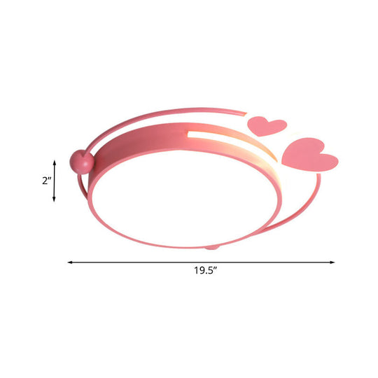 Macaroon Pink Heart Led Flush Mount Lamp - 16/19.5 Width
