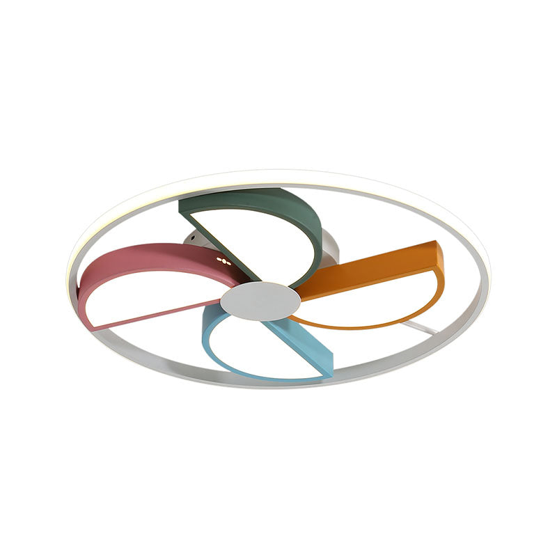 Macaroon Led White Flush Mount Ceiling Light For Bedroom Acrylic Windmill Design 16.5’/20.5’ Width