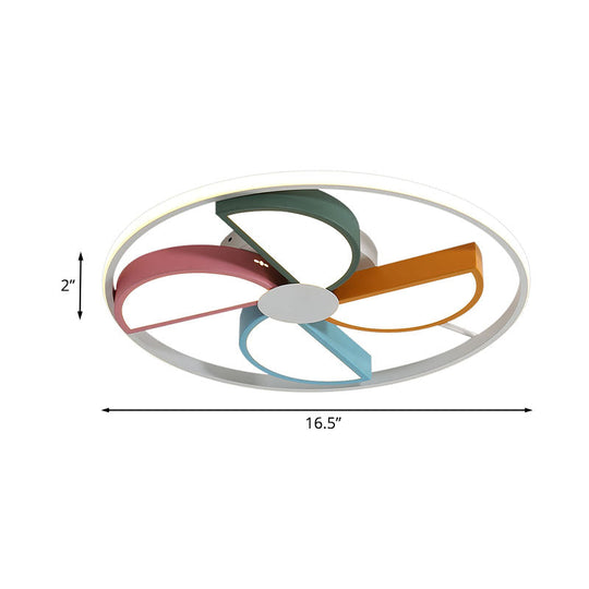 Macaroon Led White Flush Mount Ceiling Light For Bedroom Acrylic Windmill Design 16.5’/20.5’ Width