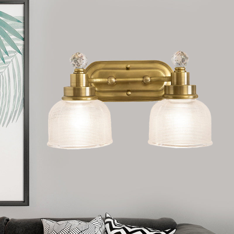 Gold Domed Prismatic Glass Vanity Sconce With Crystal Drop