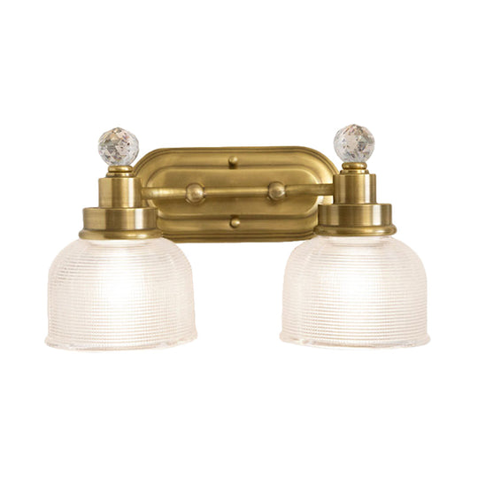 Gold Domed Prismatic Glass Vanity Sconce With Crystal Drop