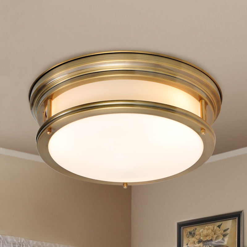 Metallic Flush Mount Lamp: Colonial 3-Light Ceiling Fixture - Gold