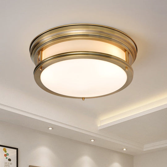 Metallic Flush Mount Lamp: Colonial 3 - Light Ceiling Fixture - Gold