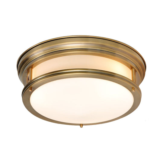 Metallic Flush Mount Lamp: Colonial 3 - Light Ceiling Fixture - Gold