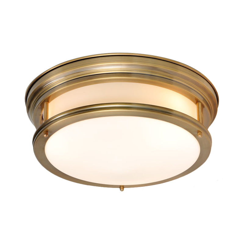 Metallic Flush Mount Lamp: Colonial 3-Light Ceiling Fixture - Gold