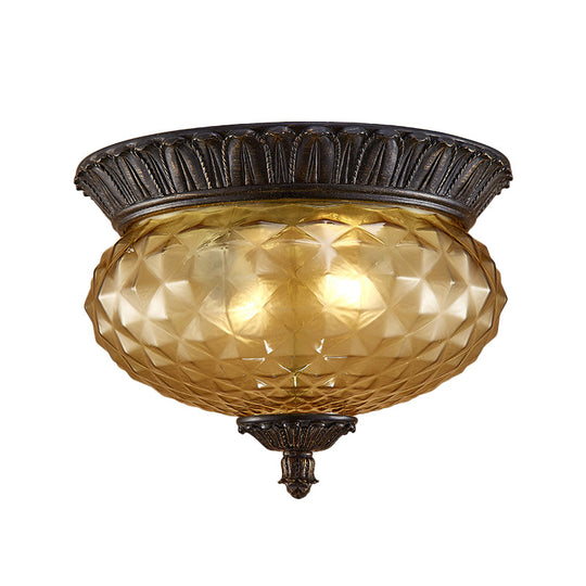 Prismatic Glass Black Flush Mount Lamp With Urn - Shaped And Teardrop Design - 8’/12.5’ Width 2