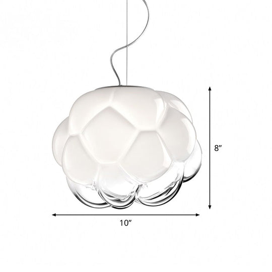 Matte Glass Hanging Light With Simplicity Design And 1 Bulb For White Ceiling Pendant