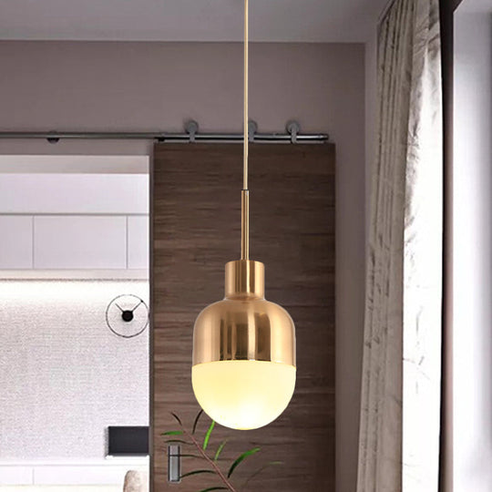 Gold Finish Frosted Glass Pendulum Hanging Light - Simple And Elegant Design
