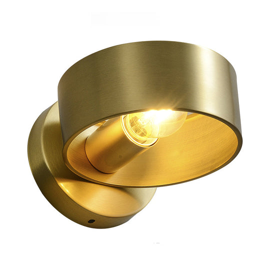 Gold Metal Round Sconce Wall Lighting Fixture - Luxury 1-Light For Bedroom