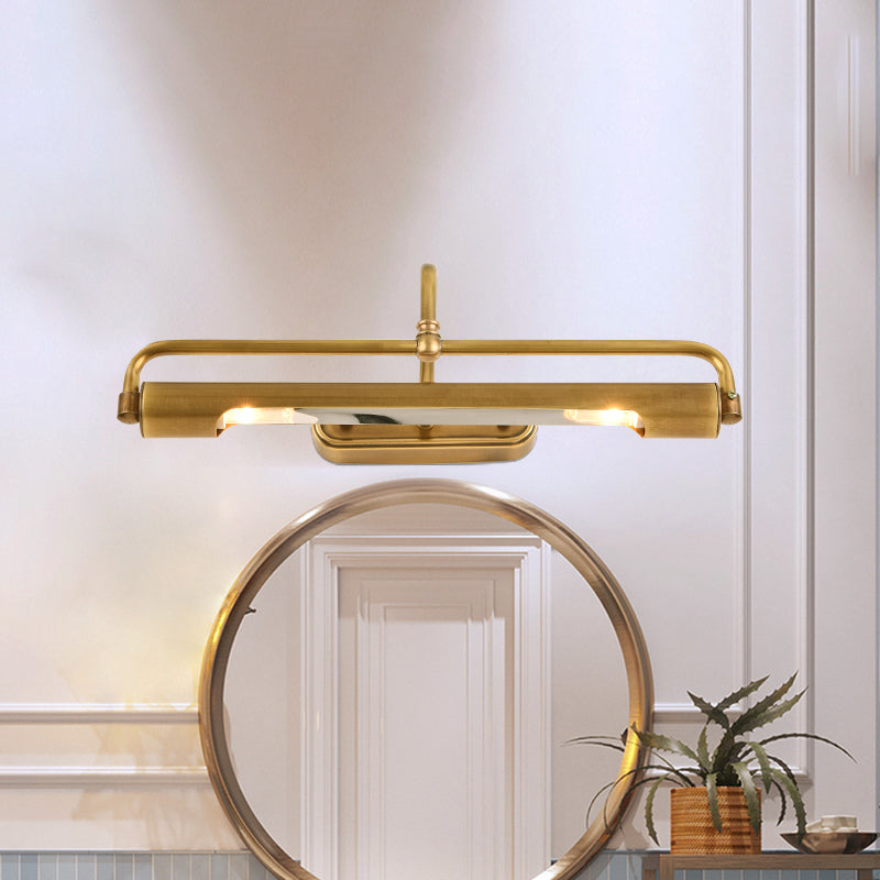 Traditional 2-Light Gold Vanity Light Fixture With Curvy Arm - Perfect For Bathrooms