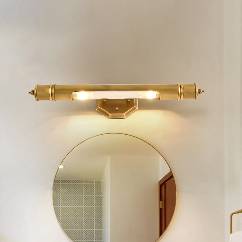 Gold Metal Vanity Lighting 18/21.5 L Elongated Country Bathroom Wall Mounted Light Fixture With 2