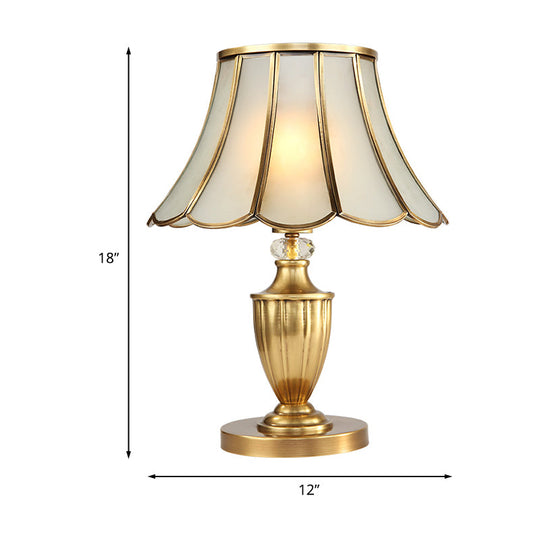 Gaia - Scalloped Night Lighting 1 Head Frosted Glass Nightstand Light In Gold