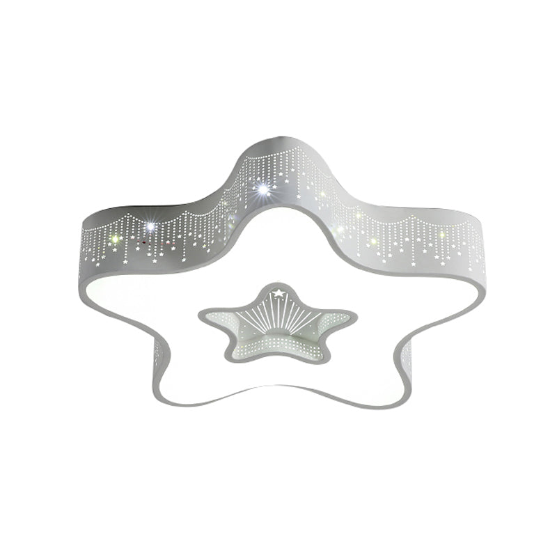 Led Nursery Ceiling Flush Light - Macaroon Pentagram Design In White/Pink/Blue