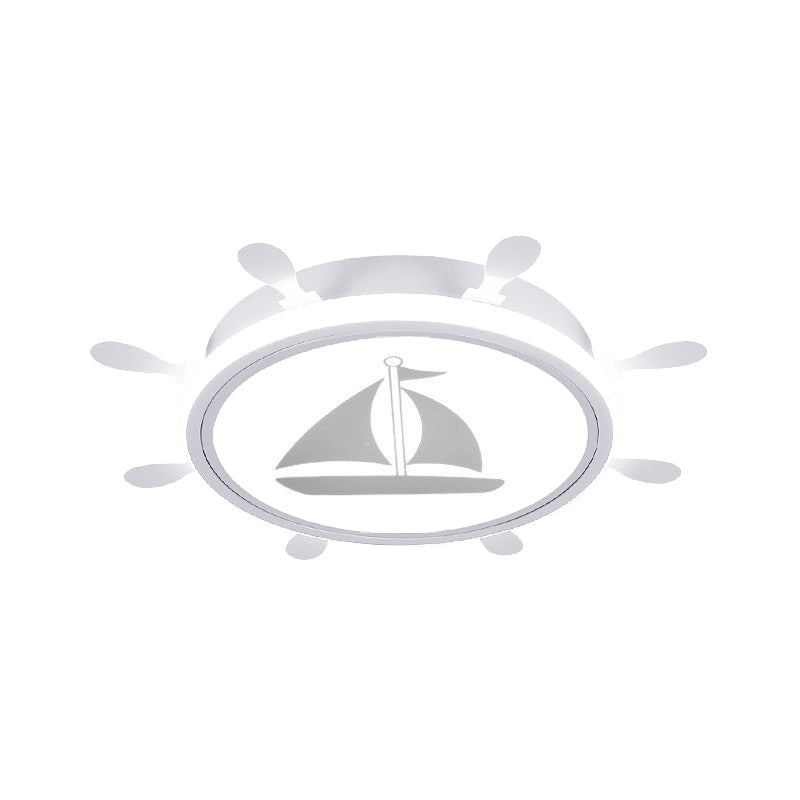 Mediterranean Acrylic Led Bedroom Flushmount With Sailboat Pattern | Rudder Flush-Mount Light