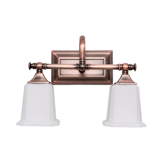 Copper 2/3-Head Vanity Light Traditional Ivory Glass Wall Lighting For Bathroom With Twist Arm 2 /