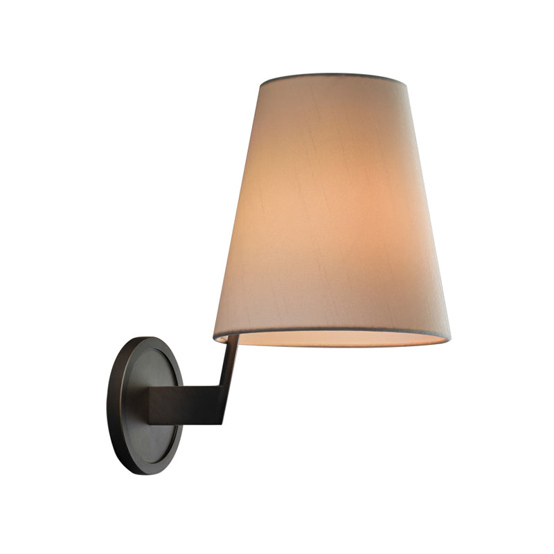 Retro Conic Sconce Lighting Fixture - Black Wall Mounted Light With Fabric Shade