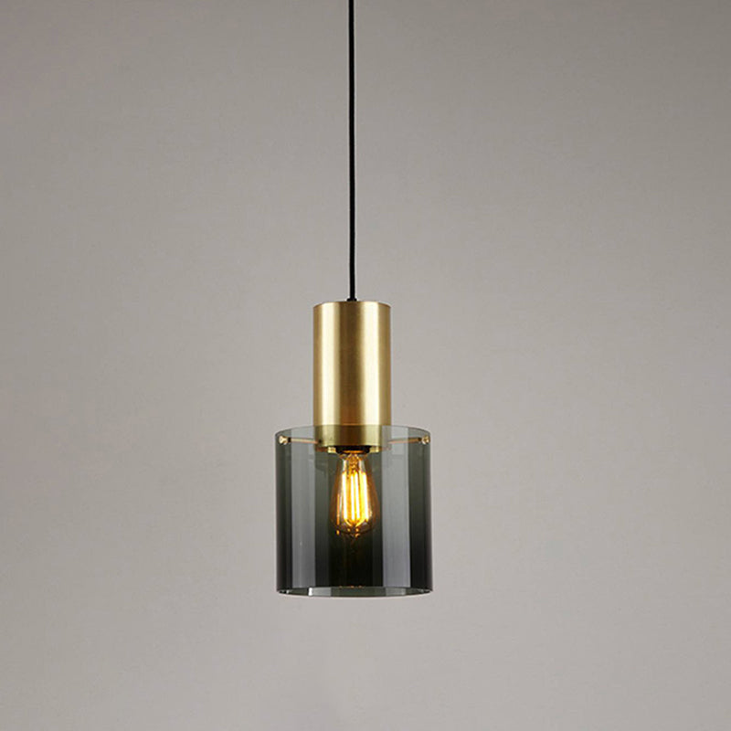Smoke Grey Glass Pendant Light With Retro Charm For Kitchen Countertop