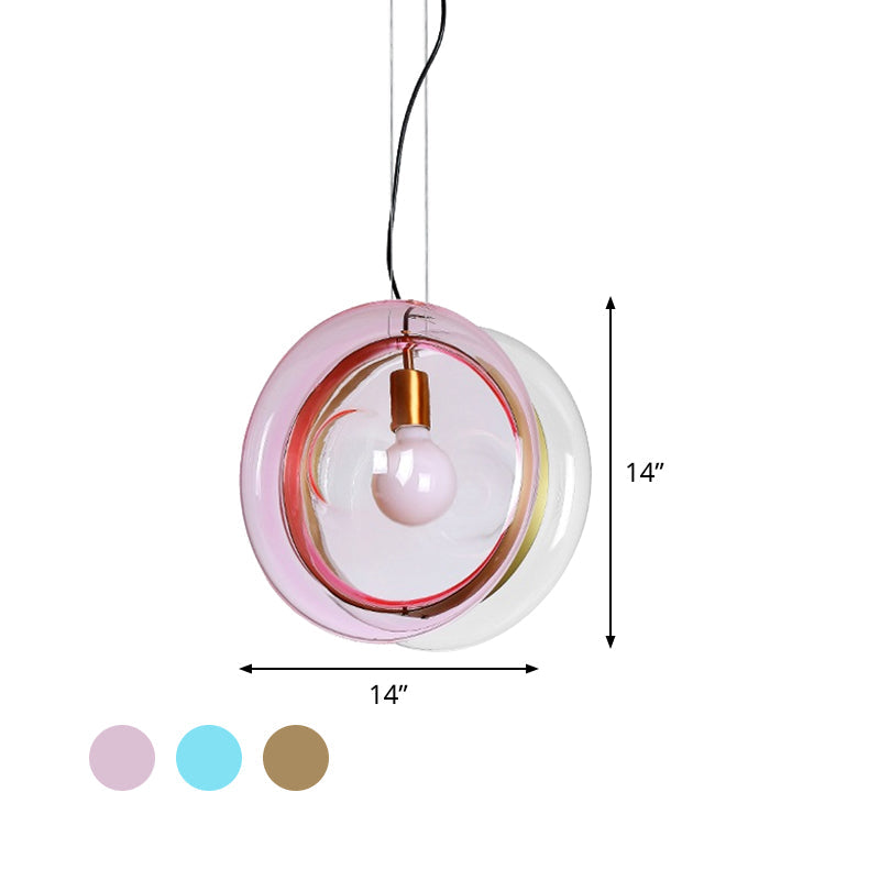 Whirligig Design Pendant Light - Macaron Theme Light-Blue/Pink/Cognac Glass Bistro Hanging Lamp Kit