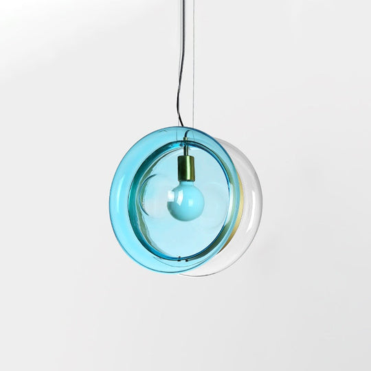 Whirligig Design Pendant Light - Macaron Theme Light-Blue/Pink/Cognac Glass Bistro Hanging Lamp Kit