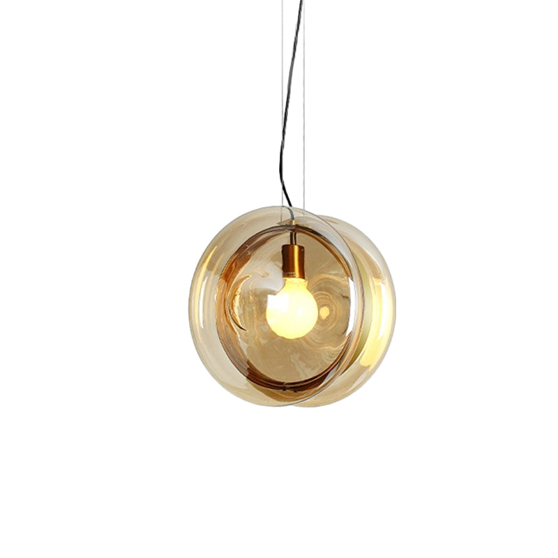 Stylish Macaron Pendant Light With Glass Shades - Blue/Pink/Cognac 1 Head Bistro Hanging Lamp