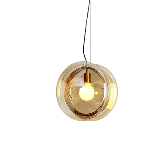 Whirligig Design Pendant Light - Macaron Theme Light-Blue/Pink/Cognac Glass Bistro Hanging Lamp Kit
