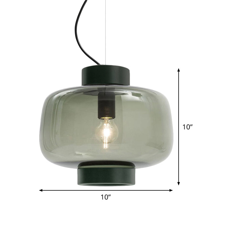 Vintage Black Bistro Pendant Light Kit With Smoke Glass Shade