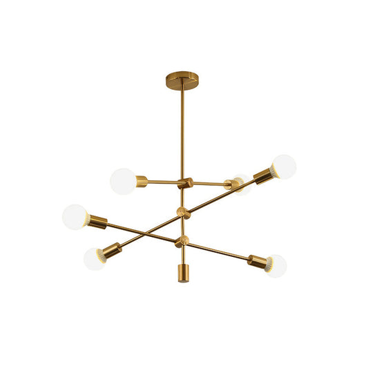 Gold Tiered 6 - Light Iron Ceiling Mount With Semi - Flush Design & Open Bulbs