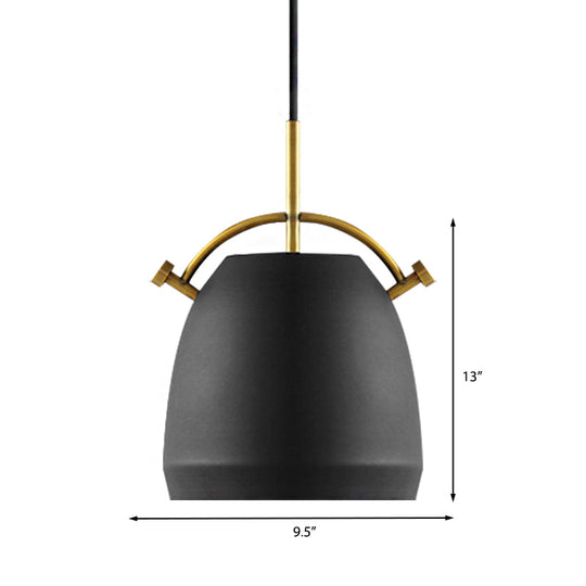 Retro Dome Shade Hanging Ceiling Light - Stylish Metal Pendant Lamp In Black/White 10/11/13 Width