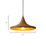 Farmhouse Style Hemp Rope Pendant Light With Shade - Brown Color For Restaurants And Kitchens