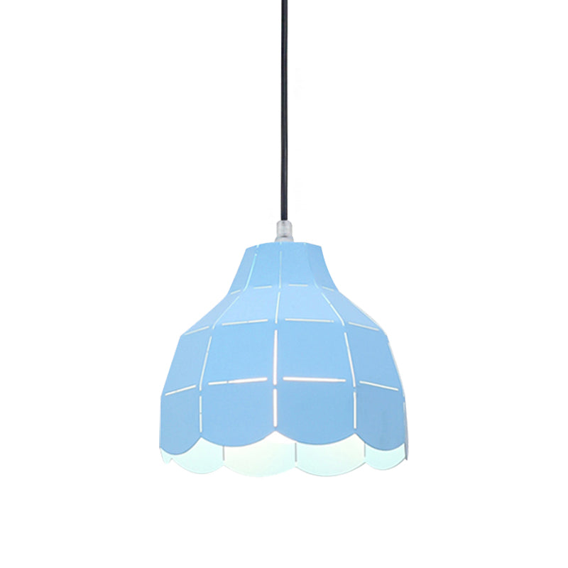 Modern Nordic Metal Pendant Light - Black/Gray/White/Yellow/Blue 1 Foldable Dining Room Hanging Lamp