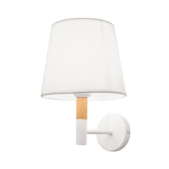 Modern Tapered Wall Sconce Light - 1 Head Fabric For Bedroom Black/White