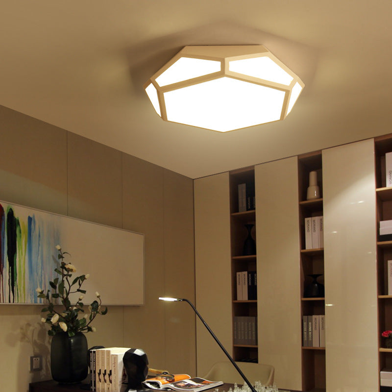 16.5’/20.5’ Metal Geometric Flush Mount Ceiling Light With Acrylic Shade In Nordic Black/White