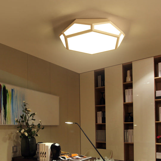 16.5’/20.5’ Metal Geometric Flush Mount Ceiling Light With Acrylic Shade In Nordic Black/White