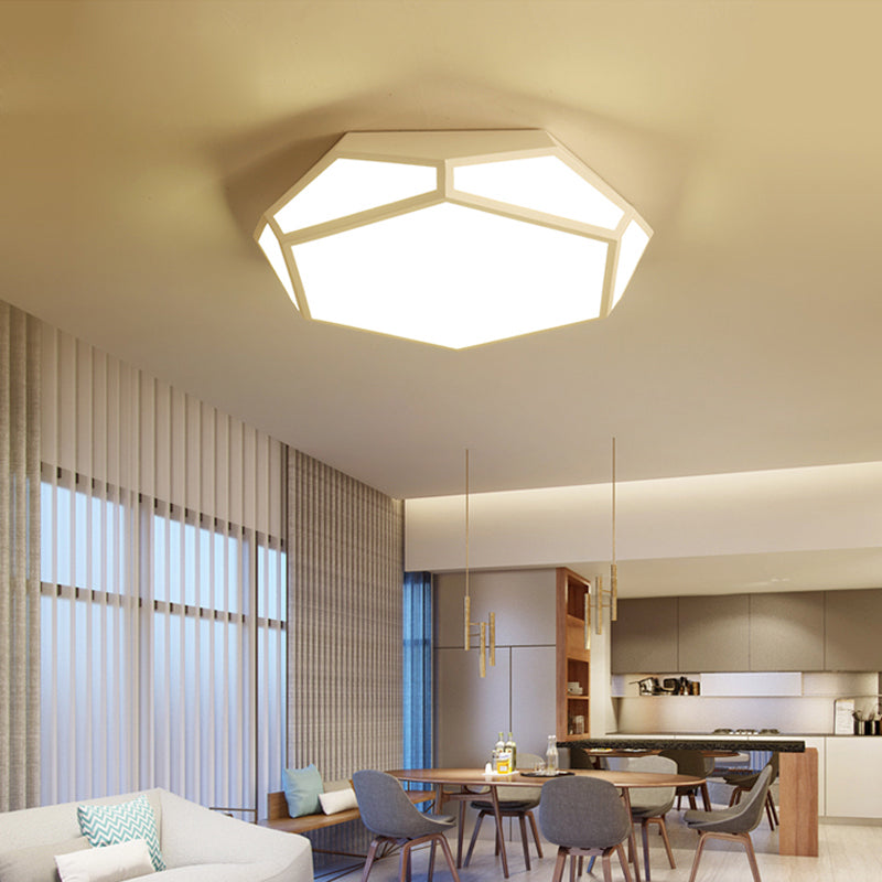 16.5’/20.5’ Metal Geometric Flush Mount Ceiling Light With Acrylic Shade In Nordic Black/White