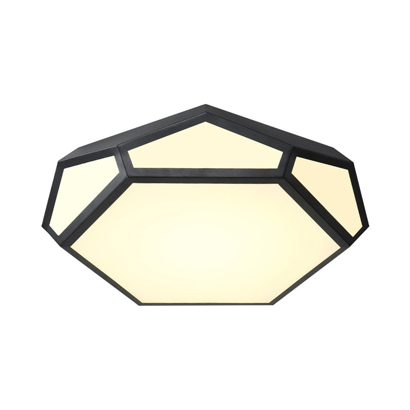 16.5’/20.5’ Metal Geometric Flush Mount Ceiling Light With Acrylic Shade In Nordic Black/White